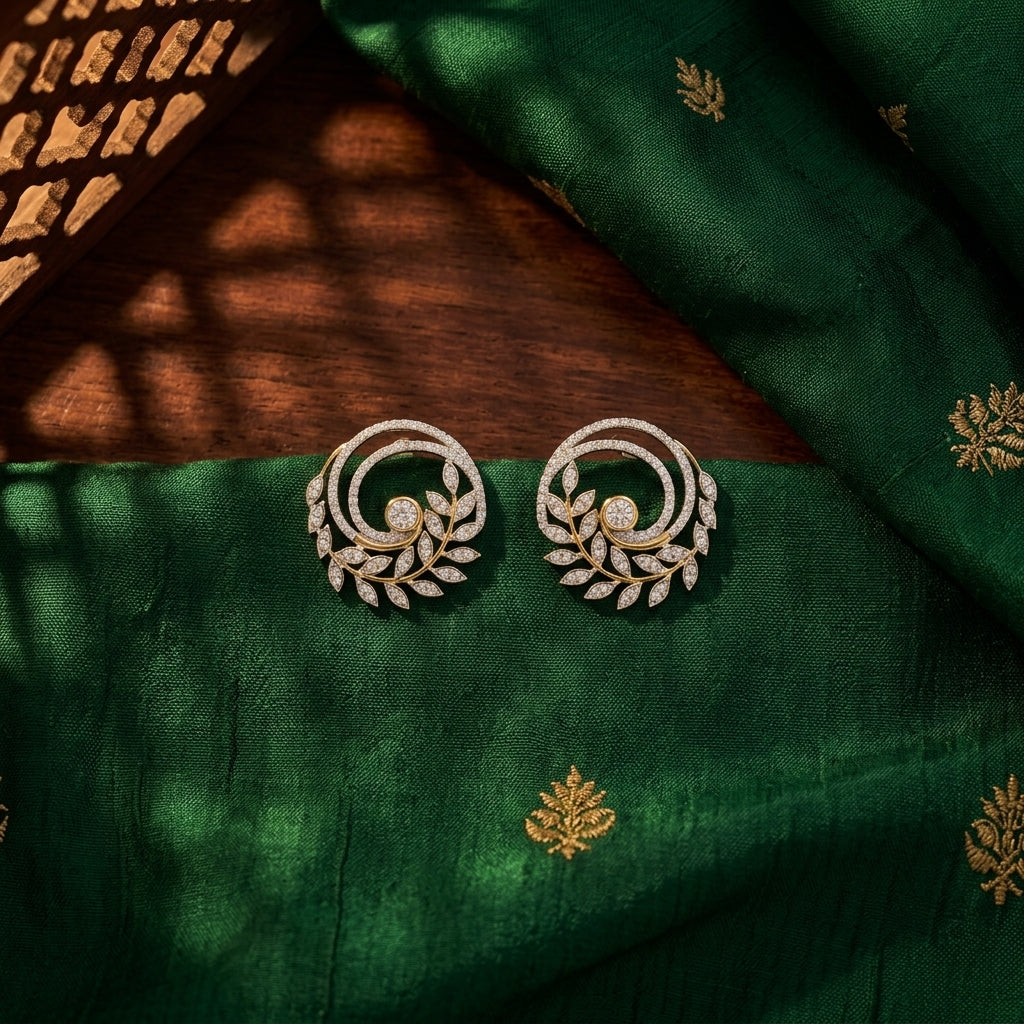 Golden Olive Crescent Earrings