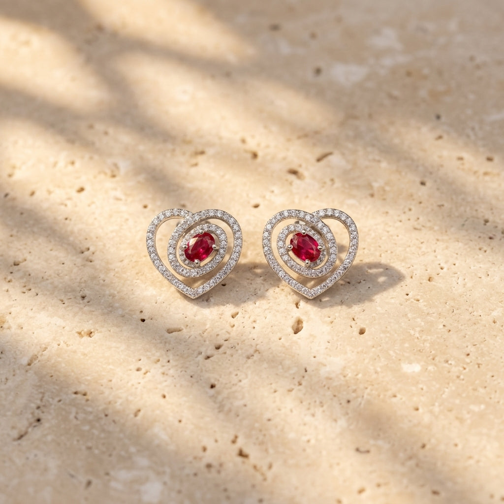 Crimson Swirl Heart Earrings