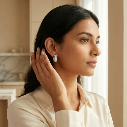 Lace Lattice Diamond Hoops