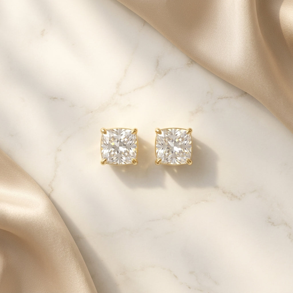 The Cushion Solitaire Studs