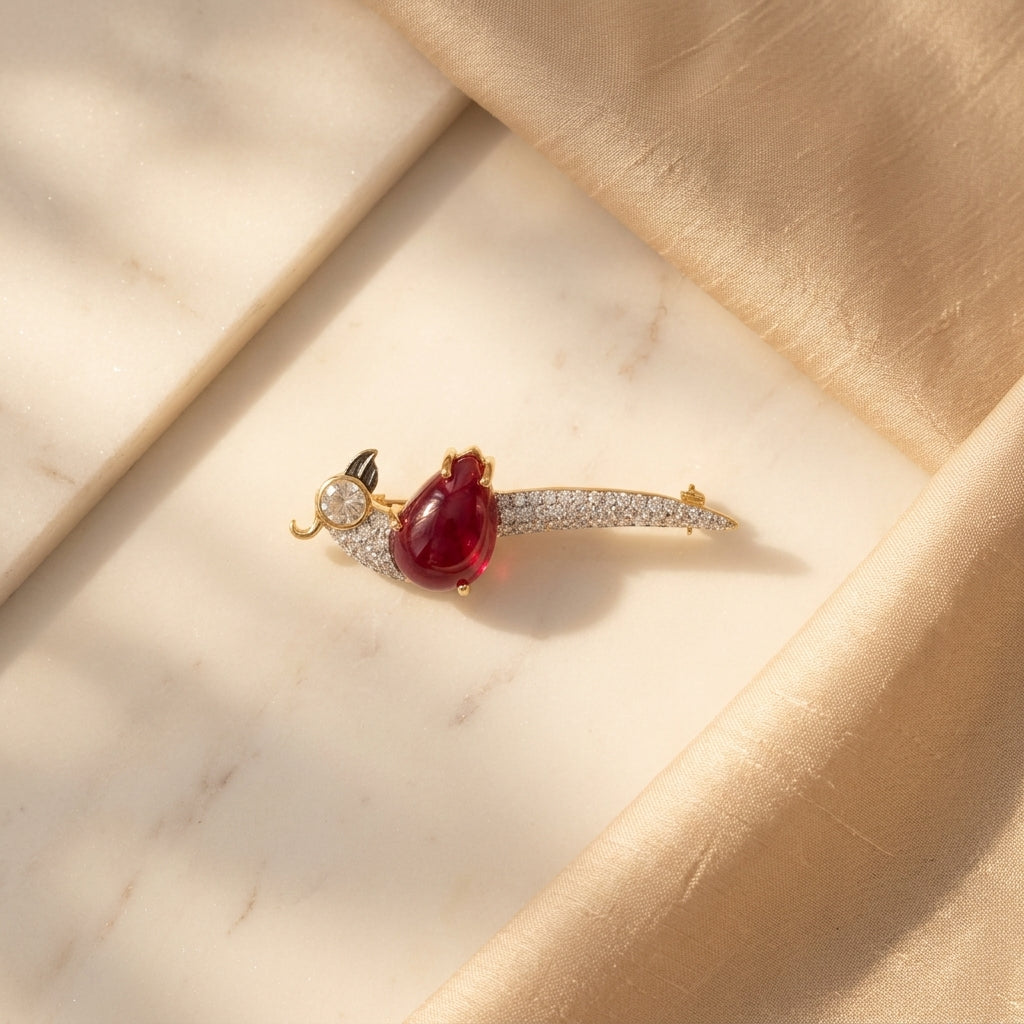 Scarlet Plumage Lapel Pin