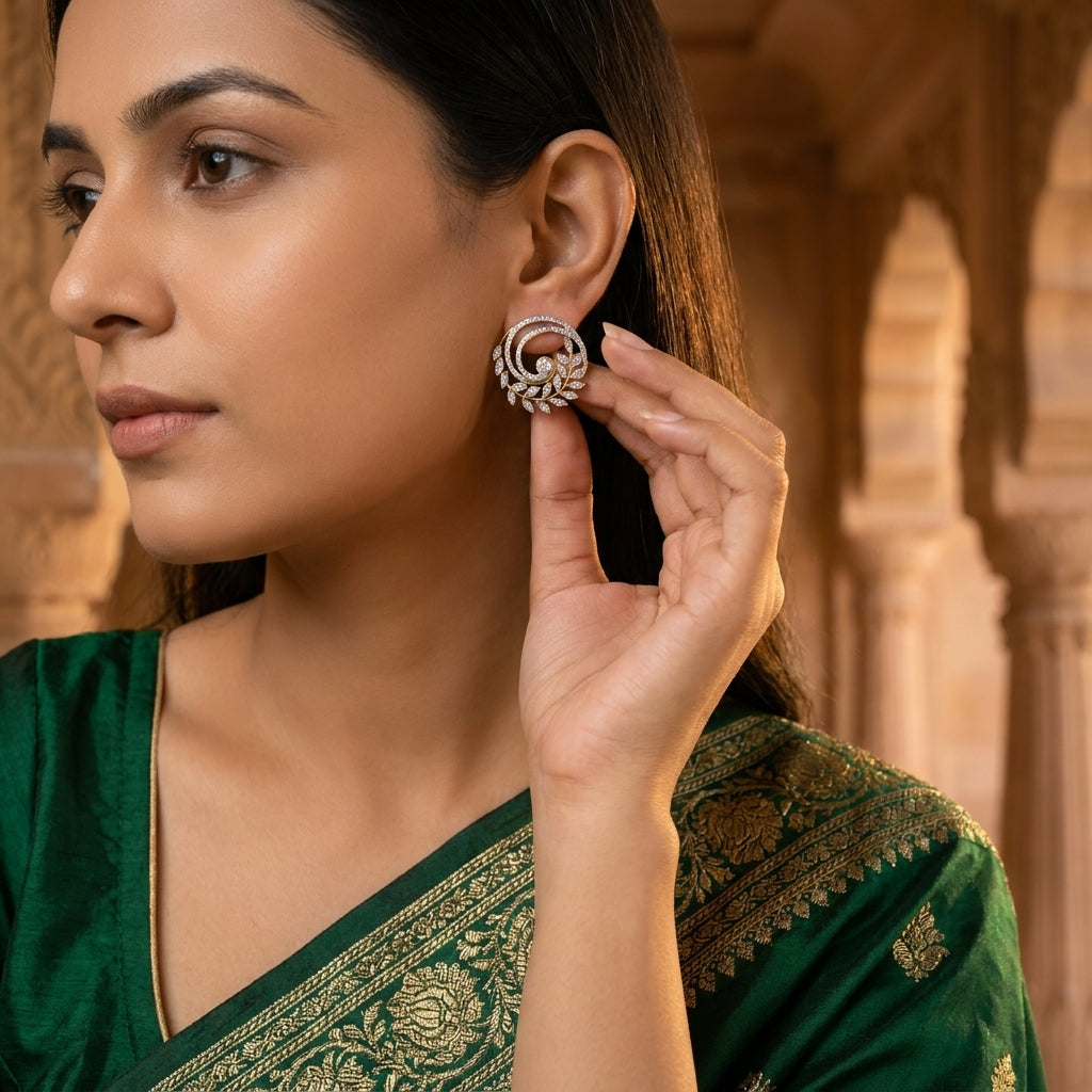 Golden Olive Crescent Earrings