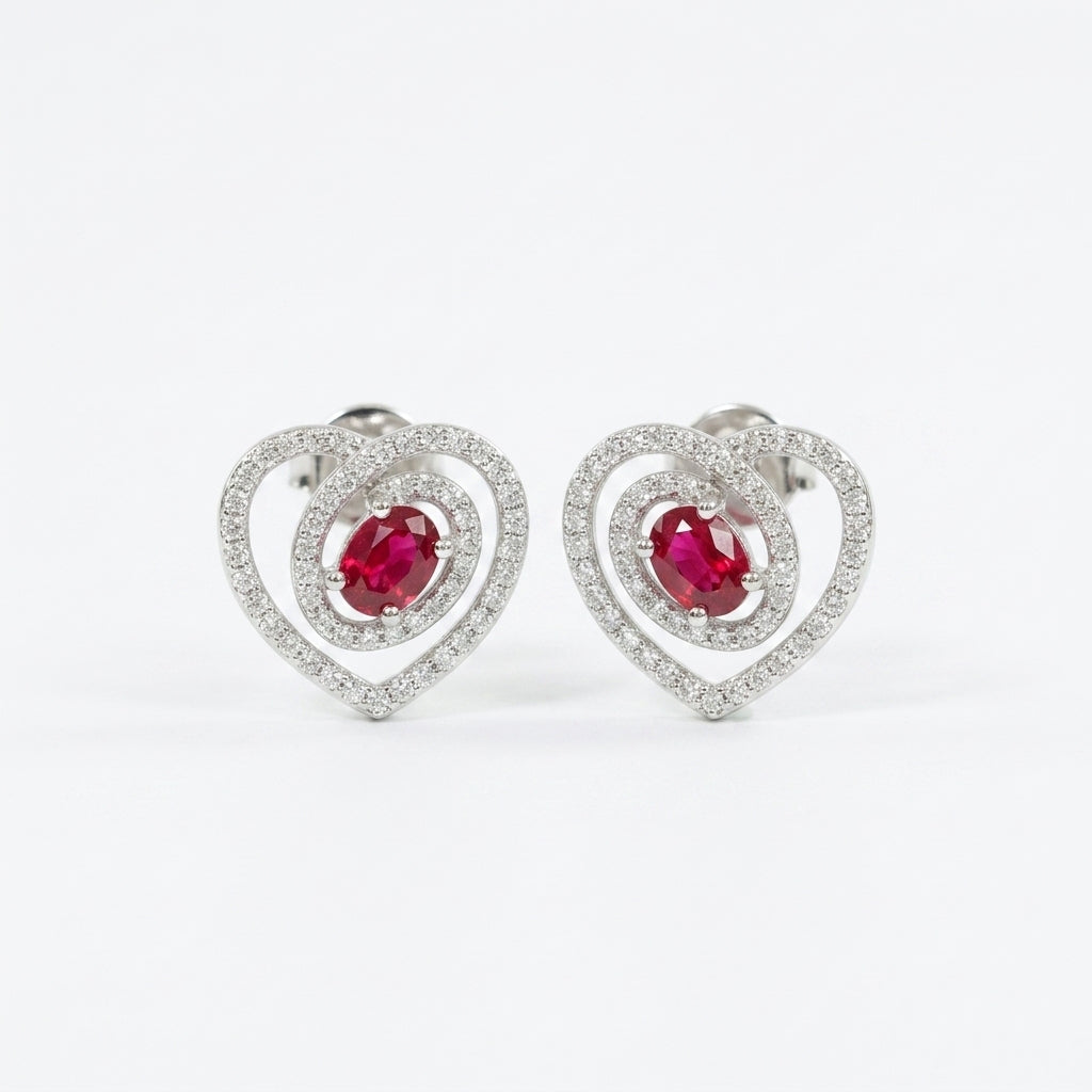 Crimson Swirl Heart Earrings
