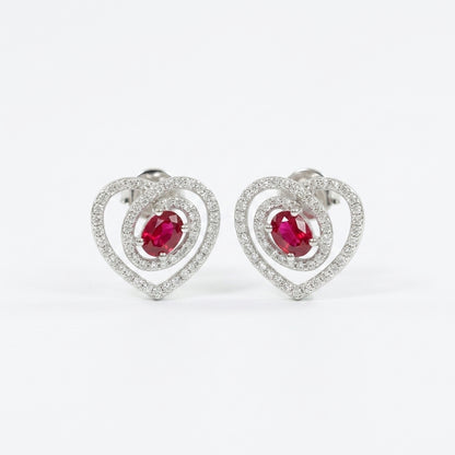 Crimson Swirl Heart Earrings