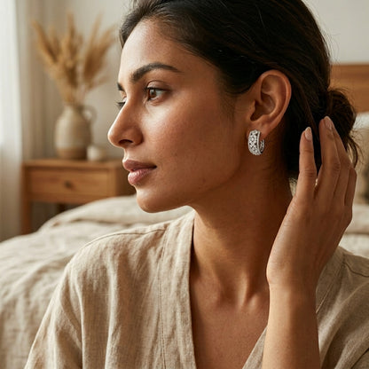 Lace Lattice Diamond Hoops