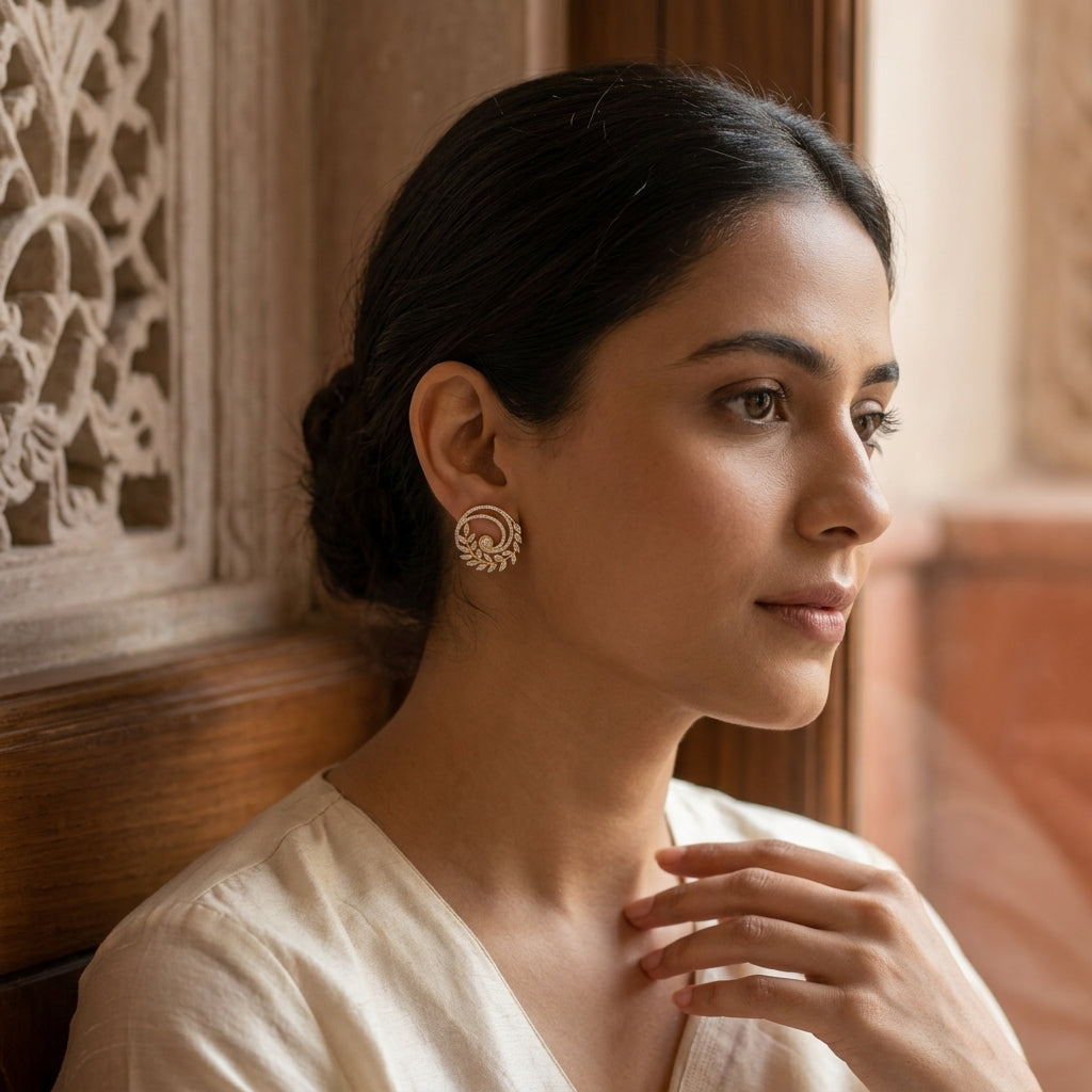 Golden Olive Crescent Earrings