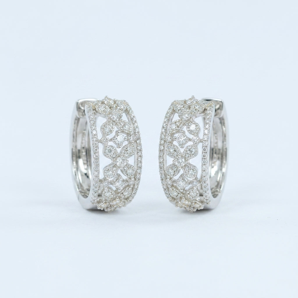 Lace Lattice Diamond Hoops