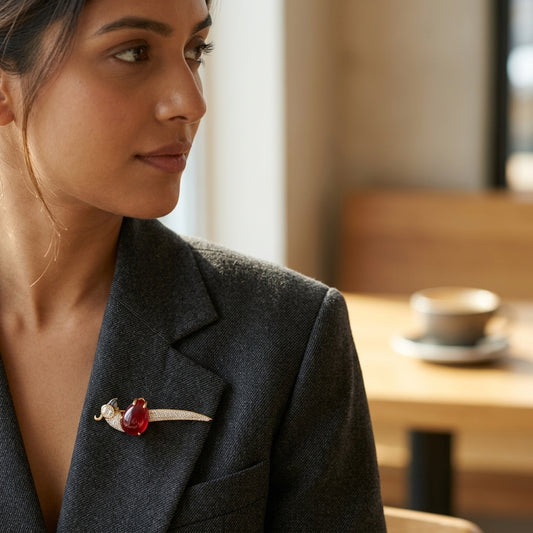 Scarlet Plumage Lapel Pin