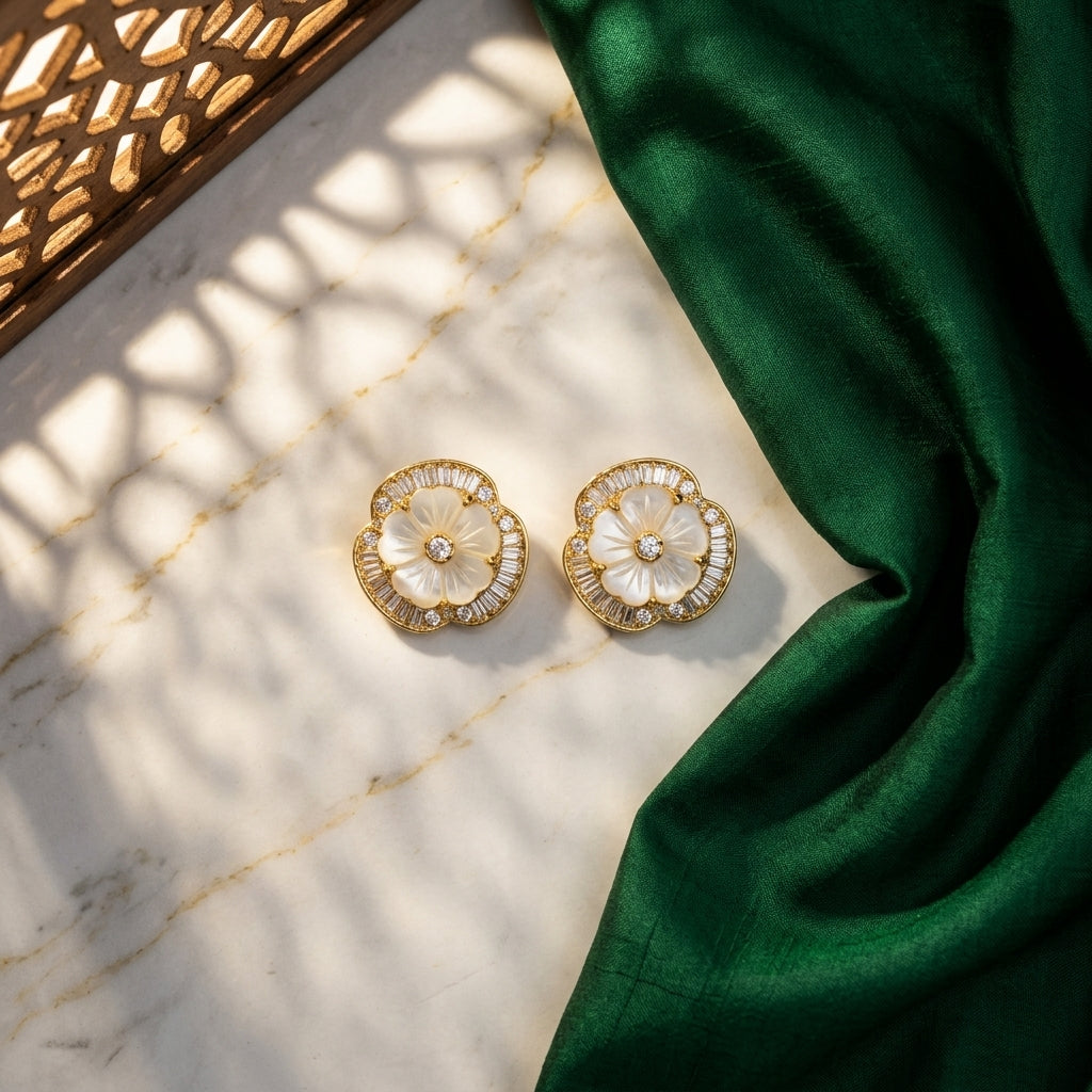 Magnolia Radiance Button Earrings