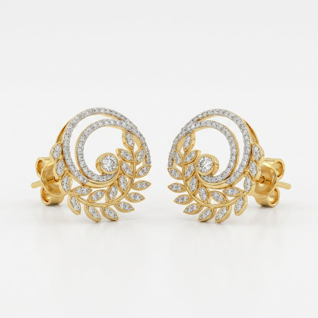 Golden Olive Crescent Earrings