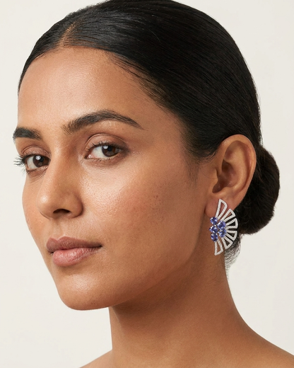 The Azure Art Deco Fan Earrings