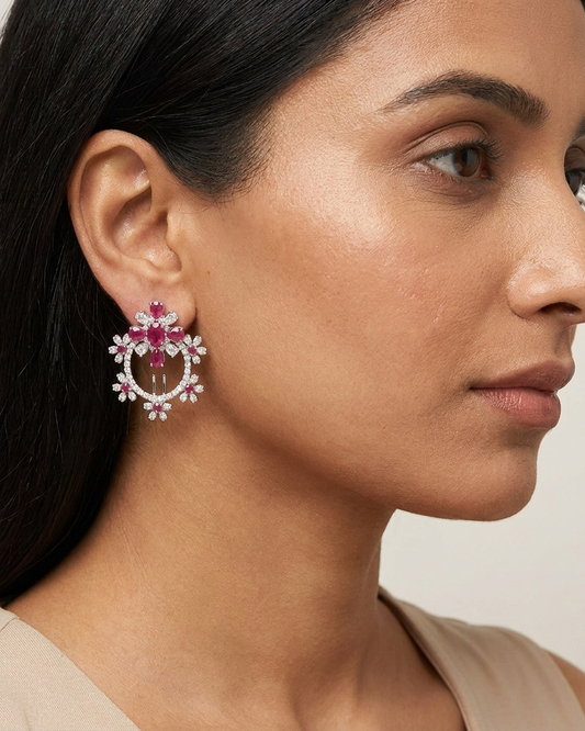 The Crimson Rosette Halo Earrings