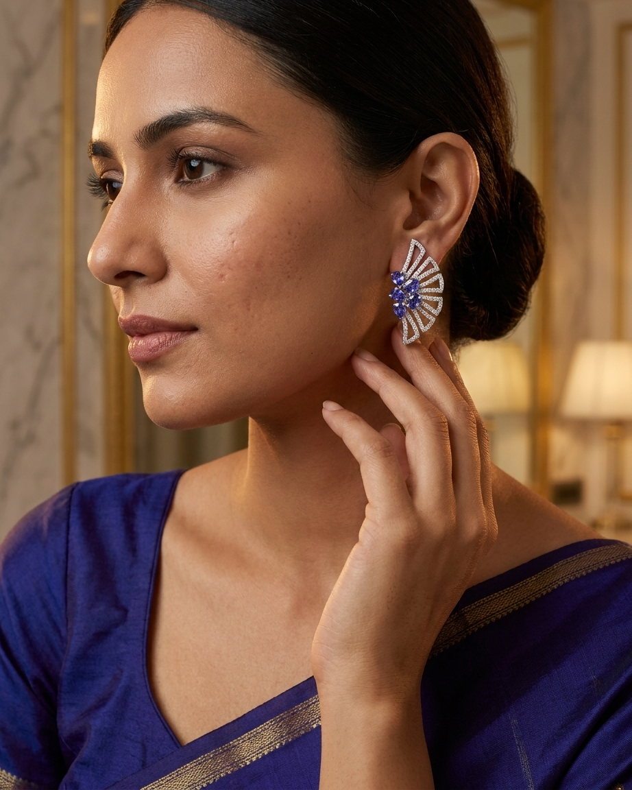 The Azure Art Deco Fan Earrings