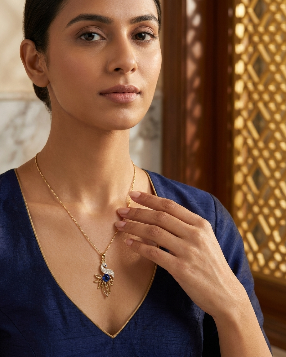 The Majestic Sapphire Peacock Pendant