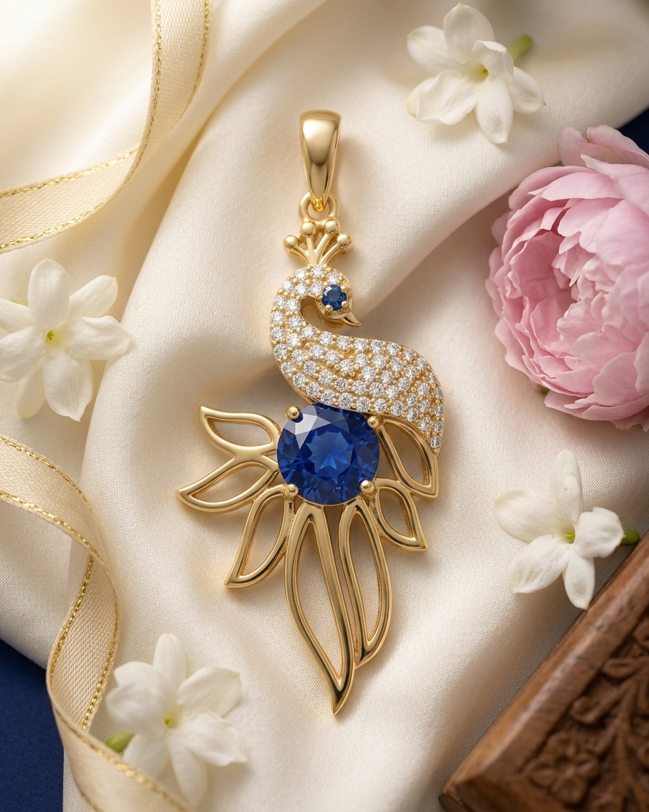 The Majestic Sapphire Peacock Pendant