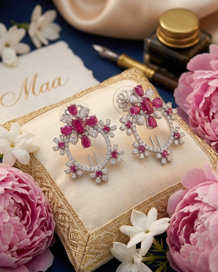 The Crimson Rosette Halo Earrings