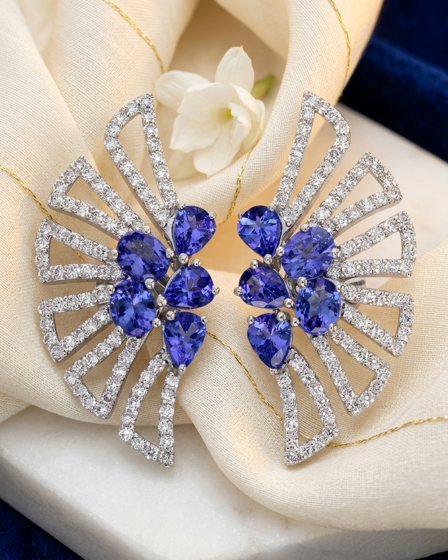 The Azure Art Deco Fan Earrings