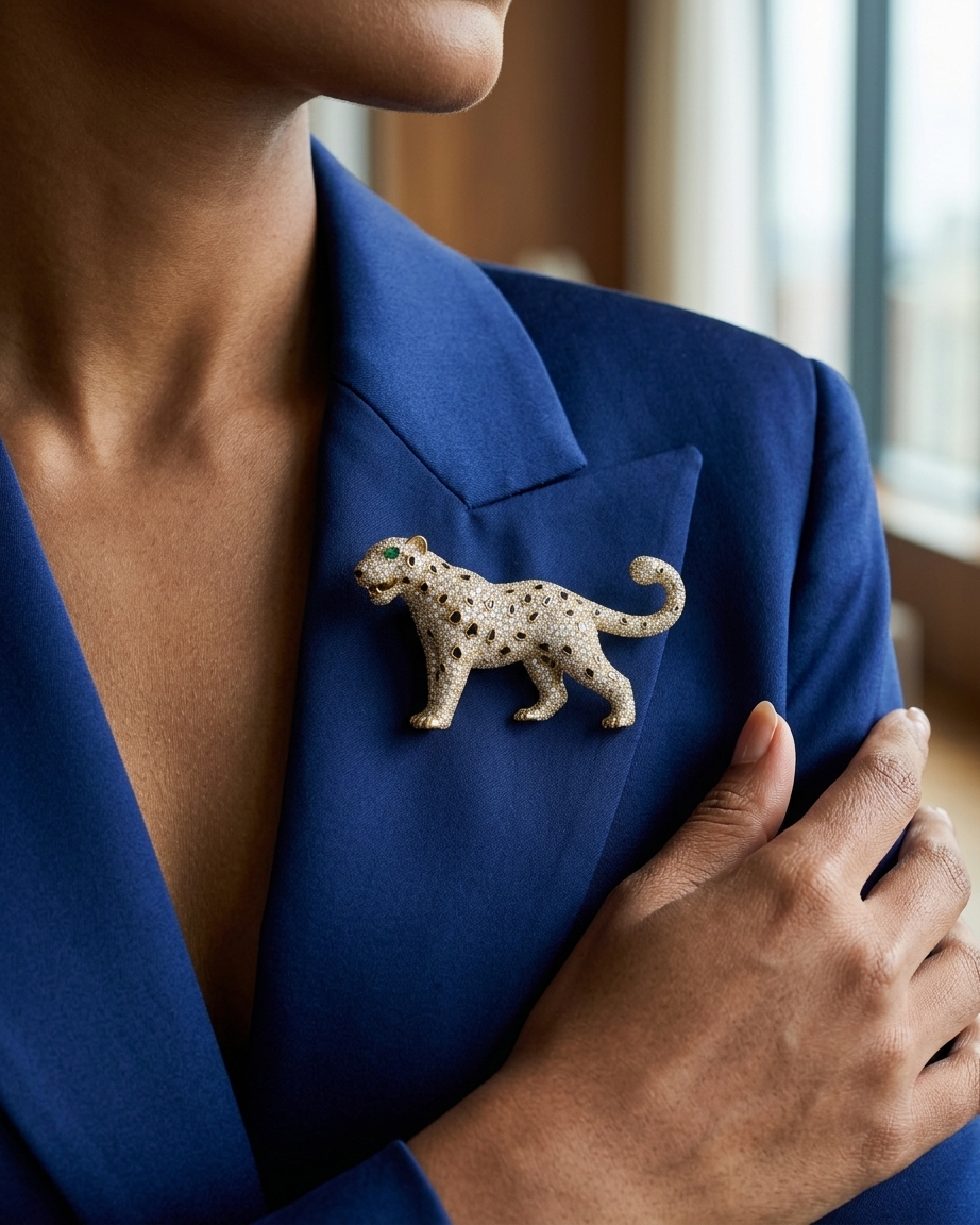 The Regal Panthera Pavé Brooch