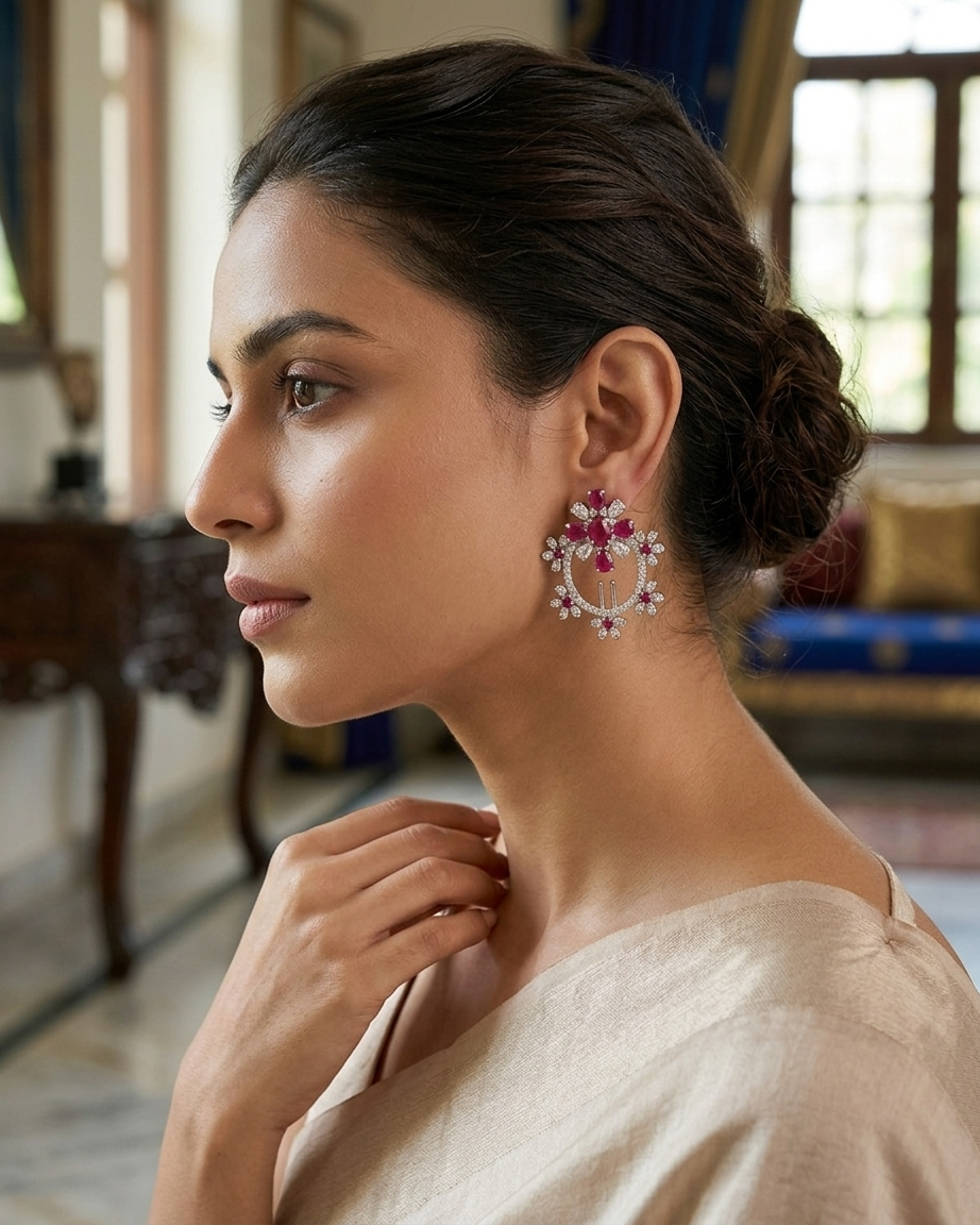 The Crimson Rosette Halo Earrings