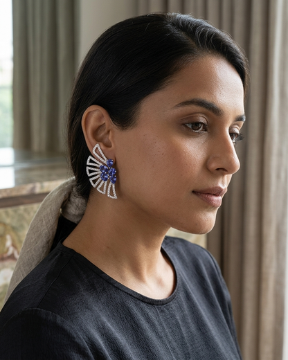 The Azure Art Deco Fan Earrings