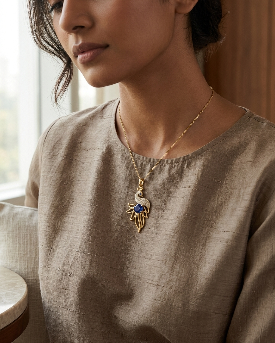 The Majestic Sapphire Peacock Pendant